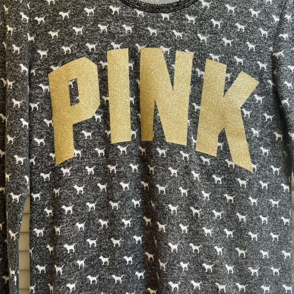 Victoria Secret PINK Women’s Sz XS Super Soft Pajama Sleepwear Shirt Gray Top - Picture 2 of 8